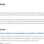 Cochrane Library special collection: malaria prevention and control