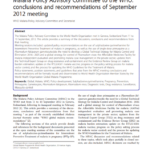 MPAC conclusions and recommendations: September 2012