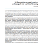 WHO consultation on malaria vaccines and biologicals R&D and MALVAC meeting