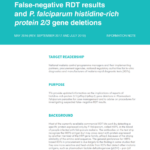 False-negative RDT results and P. falciparum histidine-rich protein 2/3 gene deletions: Information note