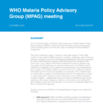 Malaria Policy Advisory Group (MPAG) meeting report: March 2022