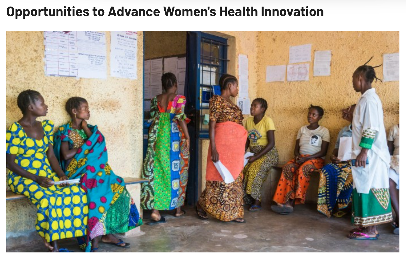 Opportunities to Advance Women's Health Innovation, Global Grand Challenges